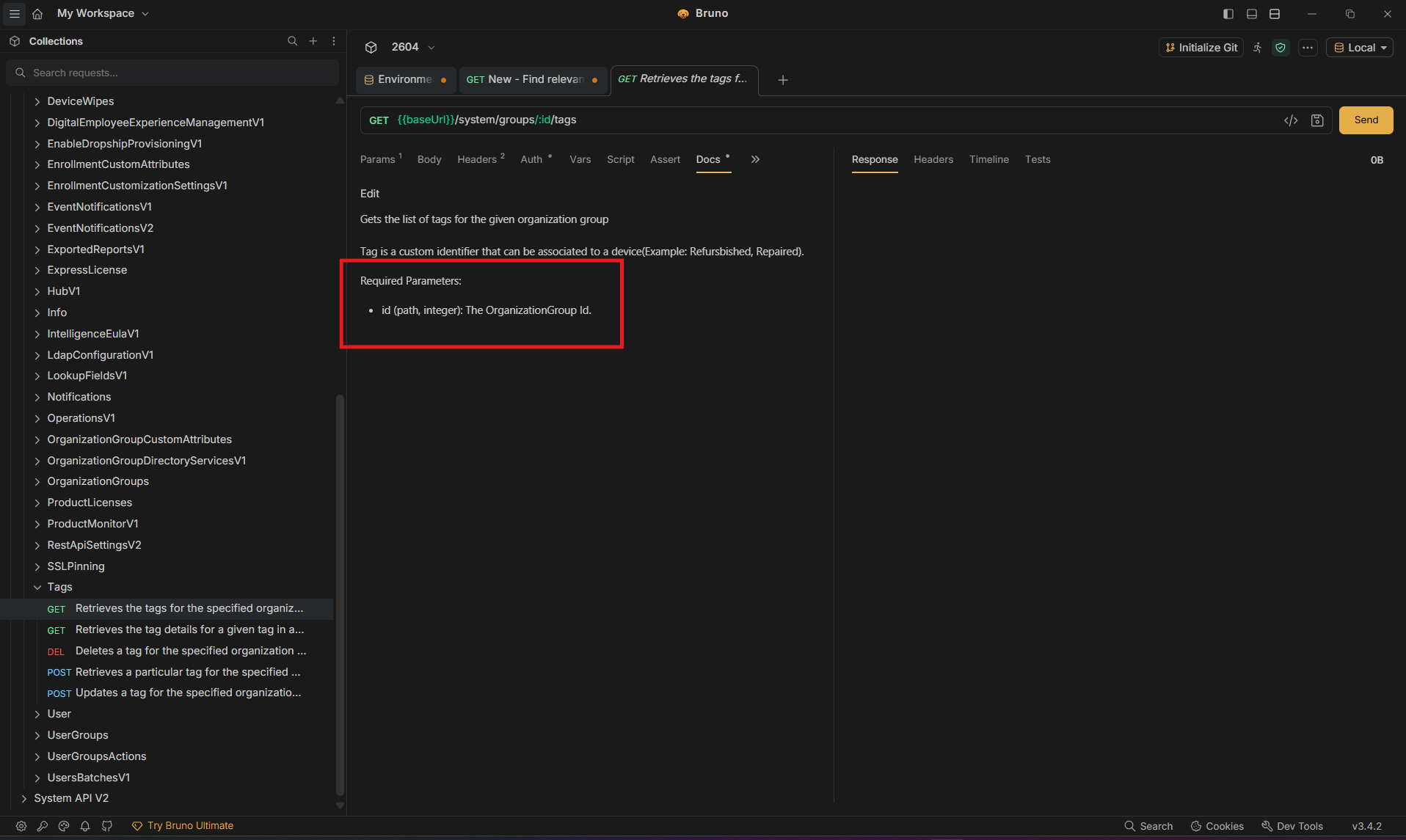 Documentation for get tags from OG api