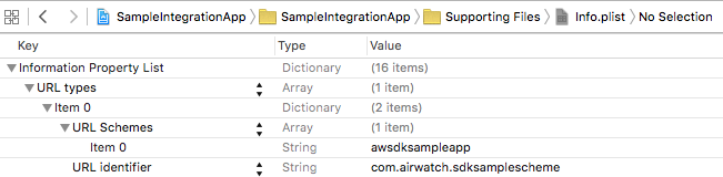 Sample Integration info.plist